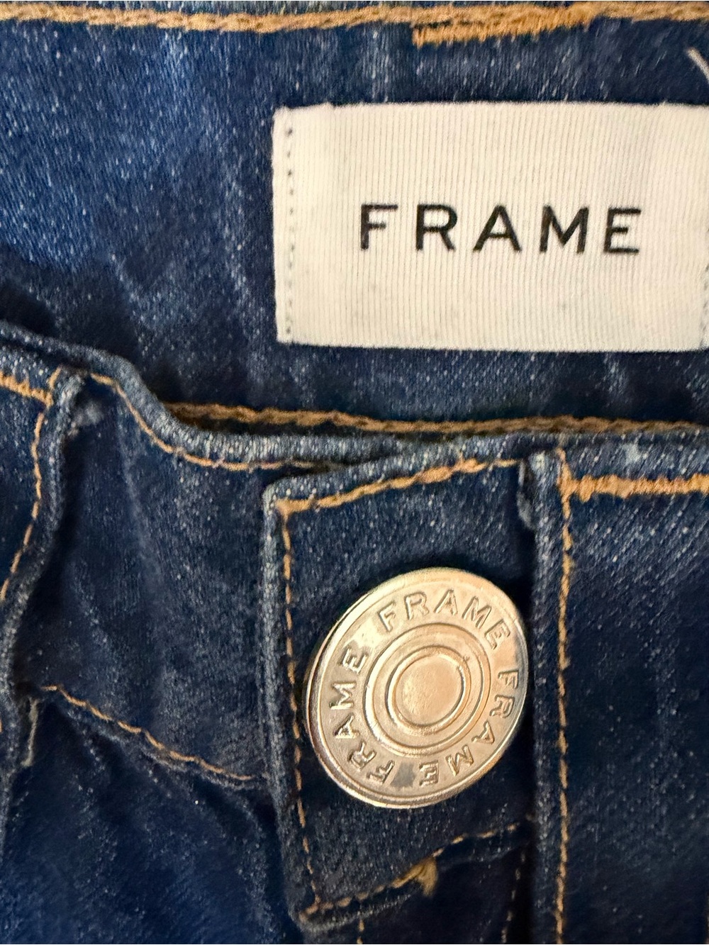 FRAME Oversized Luxury Jeans 24 Rinse Dark Wash Cuffed Straight Leg 100% Cotton - Picture 10 of 12